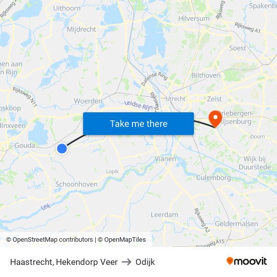 Haastrecht, Hekendorp Veer to Odijk map