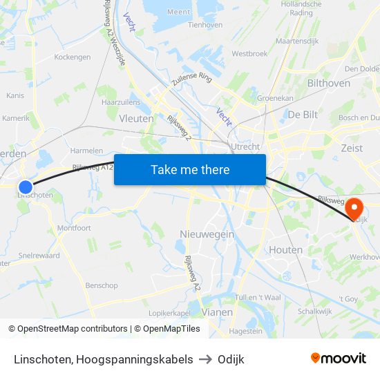 Linschoten, Hoogspanningskabels to Odijk map