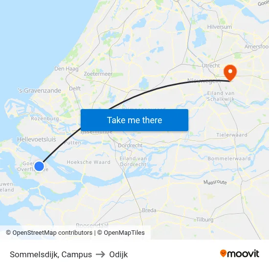 Sommelsdijk, Campus to Odijk map