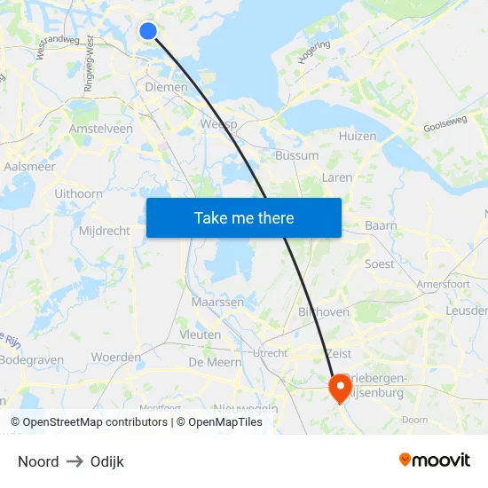Noord to Odijk map