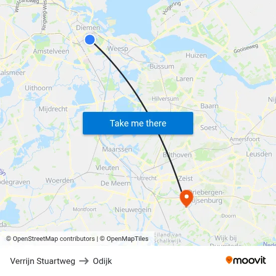 Verrijn Stuartweg to Odijk map