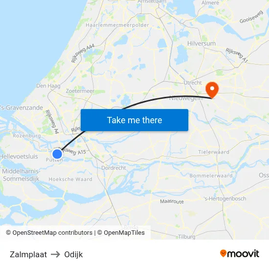Zalmplaat to Odijk map