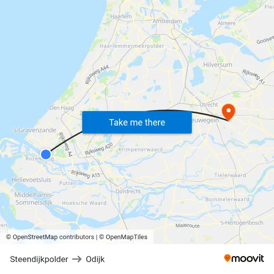 Steendijkpolder to Odijk map