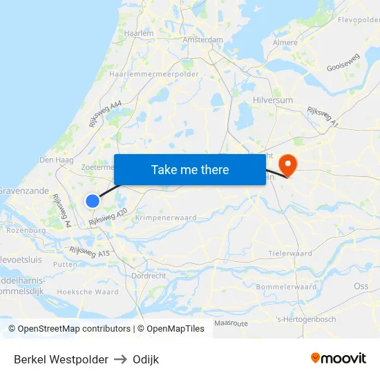 Berkel Westpolder to Odijk map