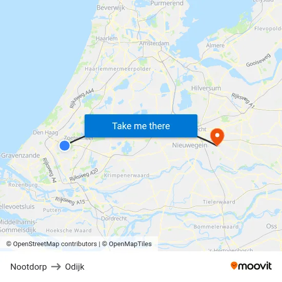 Nootdorp to Odijk map