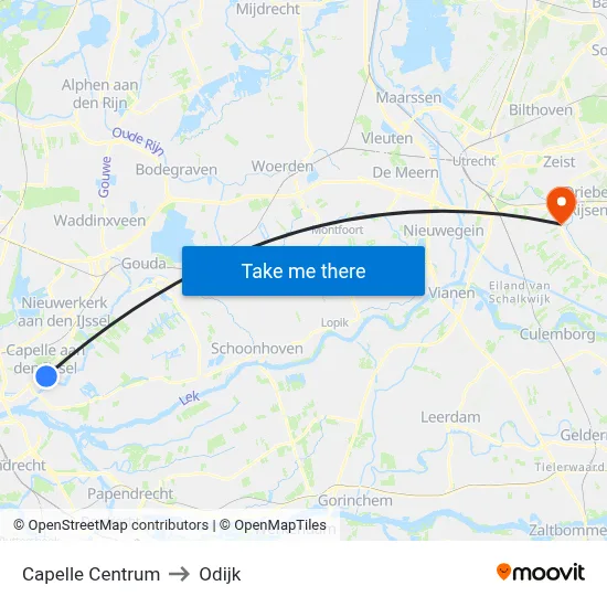 Capelle Centrum to Odijk map