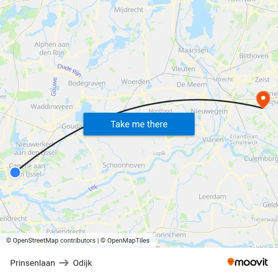 Prinsenlaan to Odijk map
