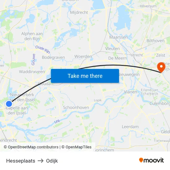 Hesseplaats to Odijk map