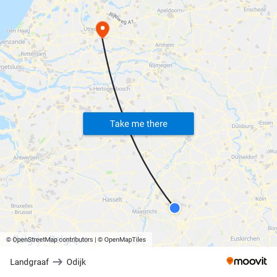 Landgraaf to Odijk map