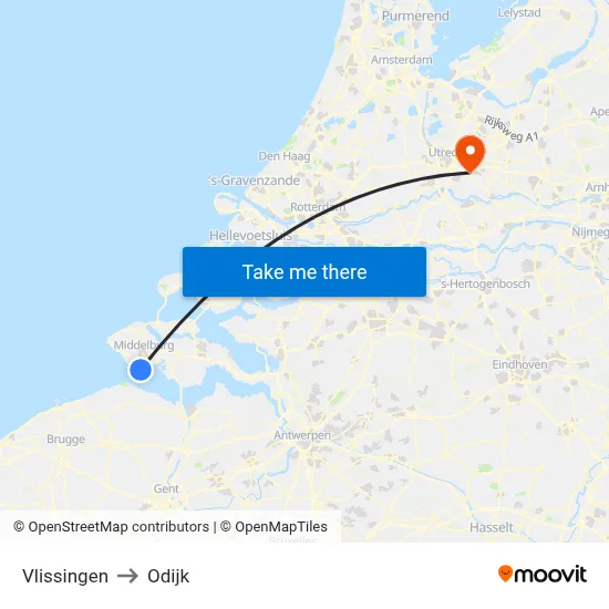 Vlissingen to Odijk map