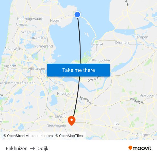 Enkhuizen to Odijk map
