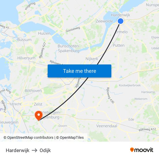 Harderwijk to Odijk map