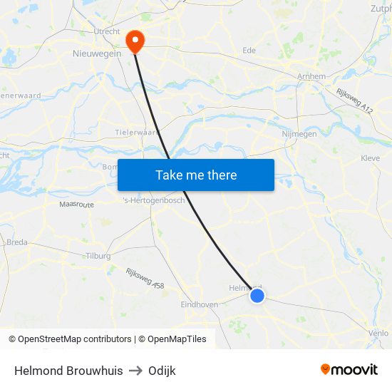 Helmond Brouwhuis to Odijk map