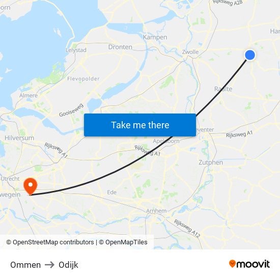 Ommen to Odijk map