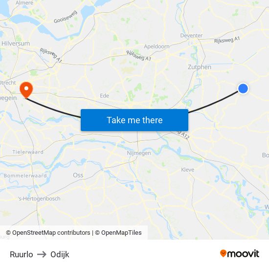 Ruurlo to Odijk map