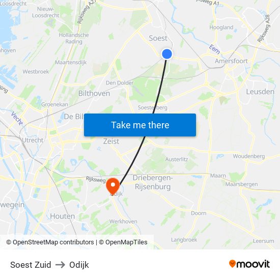 Soest Zuid to Odijk map