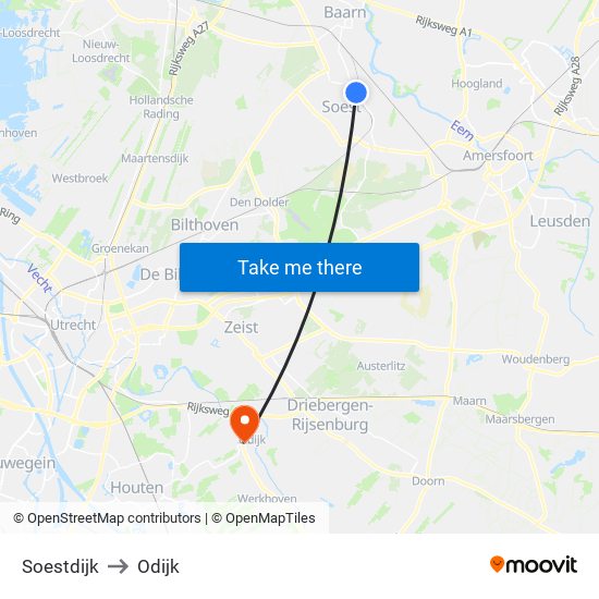 Soestdijk to Odijk map