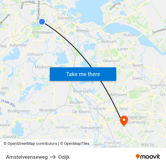 Amstelveenseweg to Odijk map