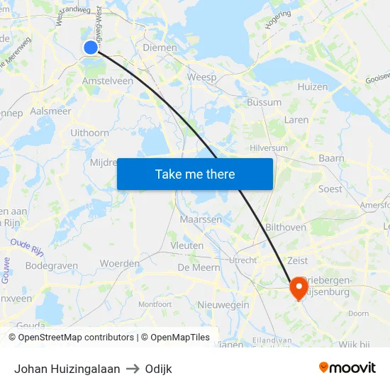 Johan Huizingalaan to Odijk map
