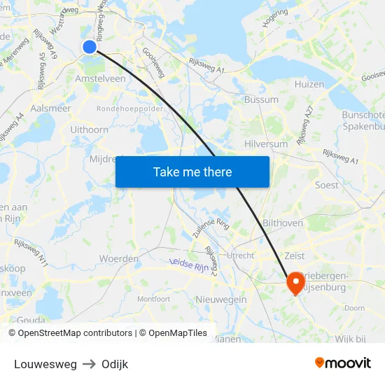 Louwesweg to Odijk map