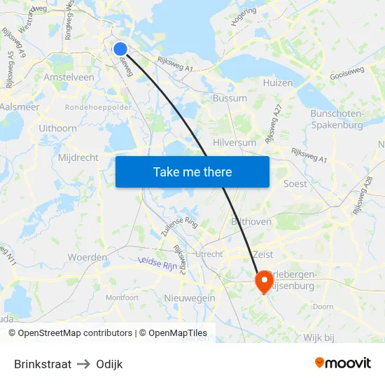 Brinkstraat to Odijk map