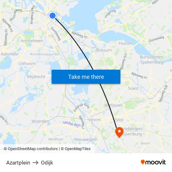 Azartplein to Odijk map