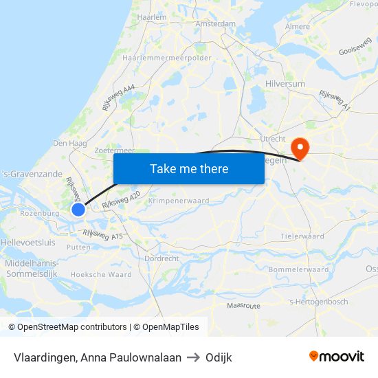 Vlaardingen, Anna Paulownalaan to Odijk map