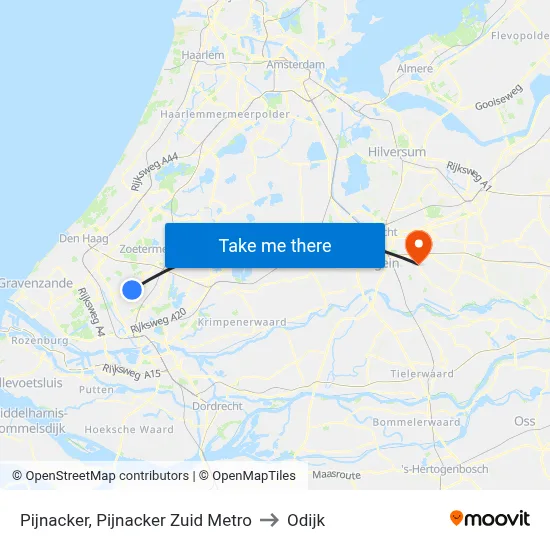 Pijnacker, Pijnacker Zuid Metro to Odijk map