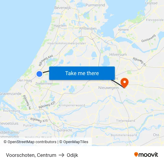 Voorschoten, Centrum to Odijk map