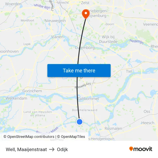 Well, Maaijenstraat to Odijk map