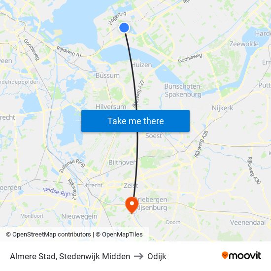 Almere Stad, Stedenwijk Midden to Odijk map