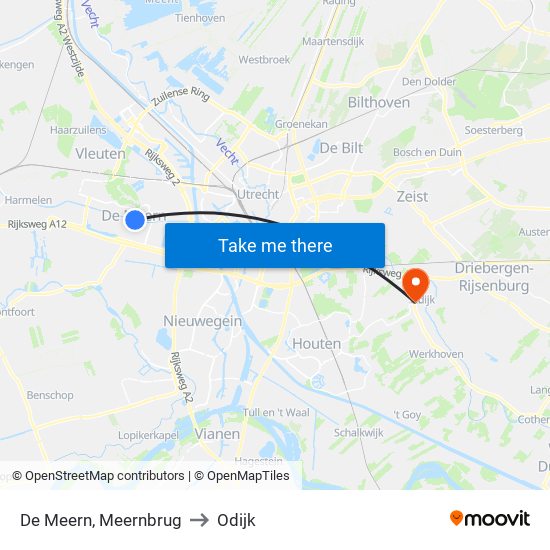 De Meern, Meernbrug to Odijk map