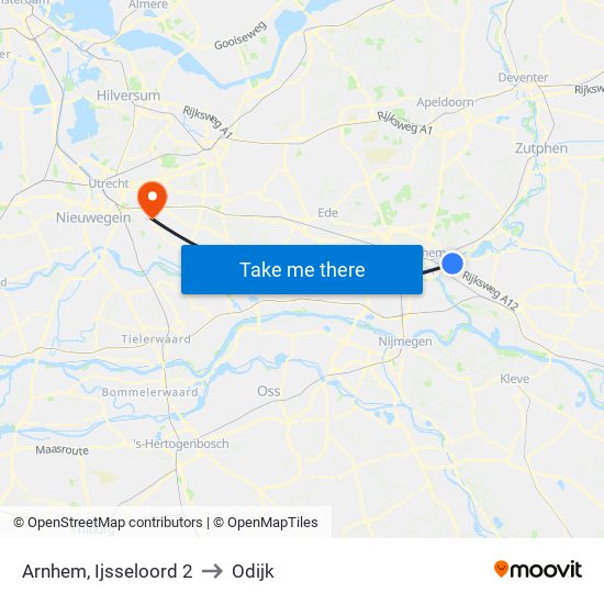 Arnhem, Ijsseloord 2 to Odijk map