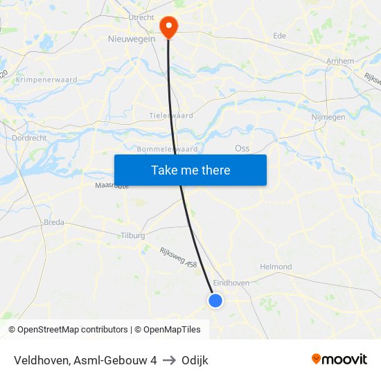 Veldhoven, Asml-Gebouw 4 to Odijk map