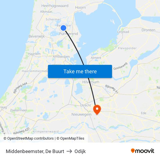 Middenbeemster, De Buurt to Odijk map