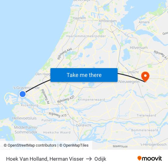 Hoek Van Holland, Herman Visser to Odijk map