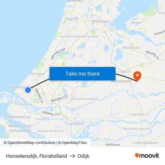 Honselersdijk, Floraholland to Odijk map