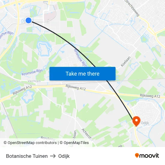 Botanische Tuinen to Odijk map