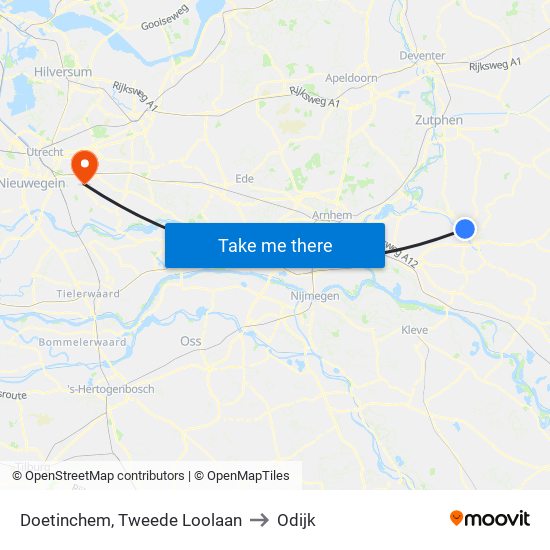 Doetinchem, Tweede Loolaan to Odijk map