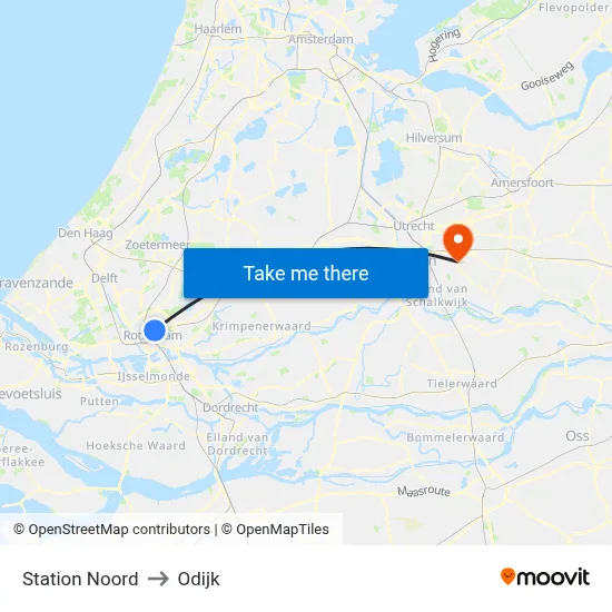 Station Noord to Odijk map