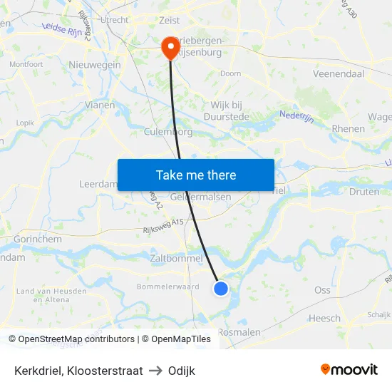 Kerkdriel, Kloosterstraat to Odijk map