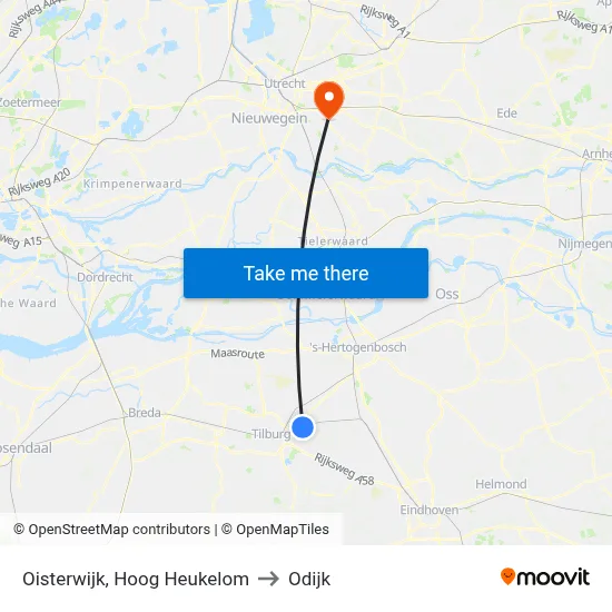 Oisterwijk, Hoog Heukelom to Odijk map