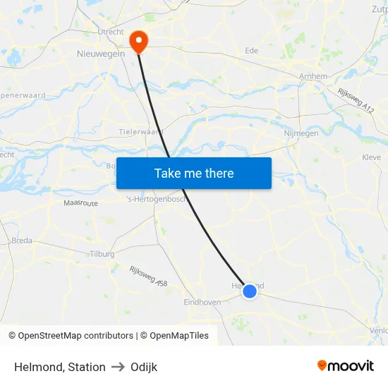 Helmond, Station to Odijk map