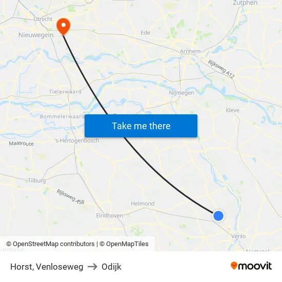 Horst, Venloseweg to Odijk map