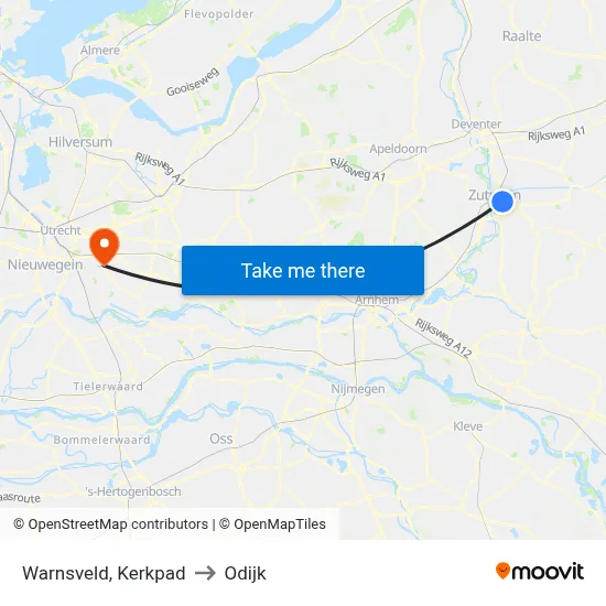 Warnsveld, Kerkpad to Odijk map