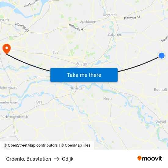 Groenlo, Busstation to Odijk map