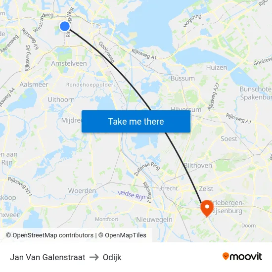 Jan Van Galenstraat to Odijk map
