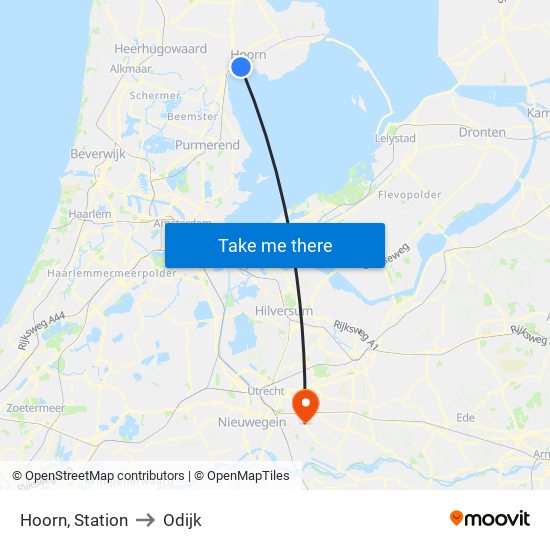 Hoorn, Station to Odijk map