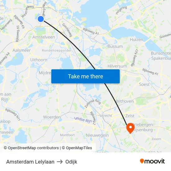 Amsterdam Lelylaan to Odijk map