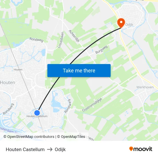 Houten Castellum to Odijk map